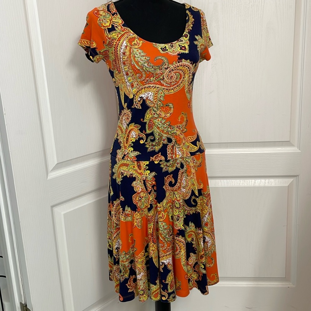 Ralph Lauren swing dress size S Royal Paisley jersey